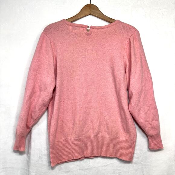 VTG Cervelle XL Multi-Wool Sweater Flowers Pearls Coquette Fairy Kei Pastel Pink - Picture 3 of 8